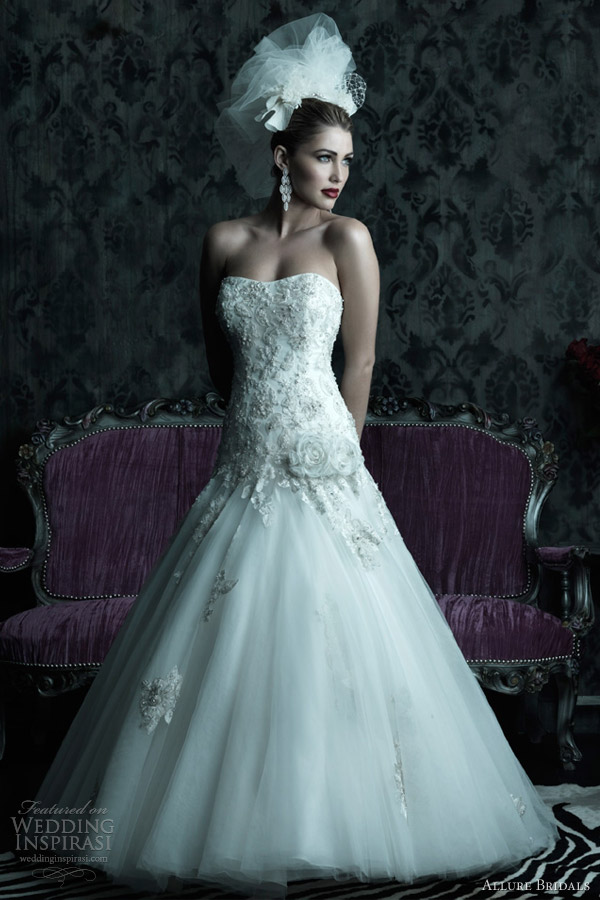 allure couture c231 strapless a line ball gown wedding dress