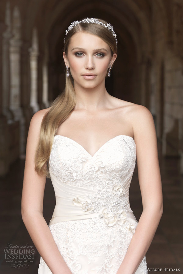 allure romance wedding dress style 2569 strapless gown