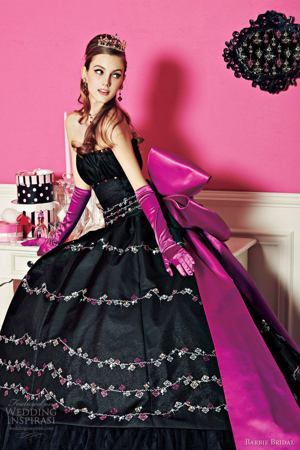 barbie bridal princess wedding dress black purple