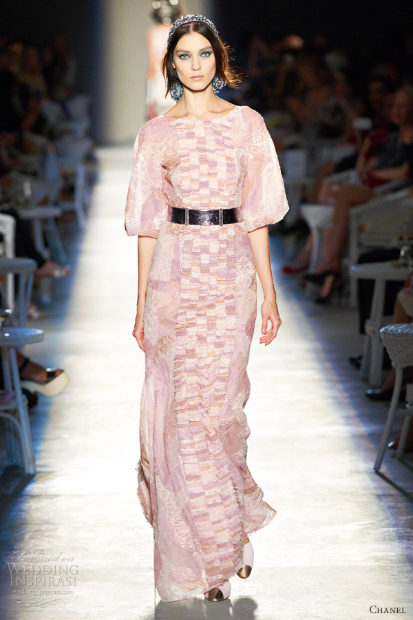chanel fall 2012 pink gown multi color