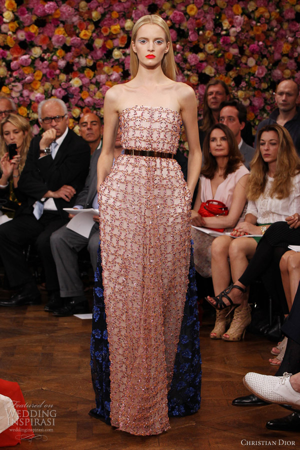 christian dior couture fall winter 2012 2013 strapless floral embroidered dress