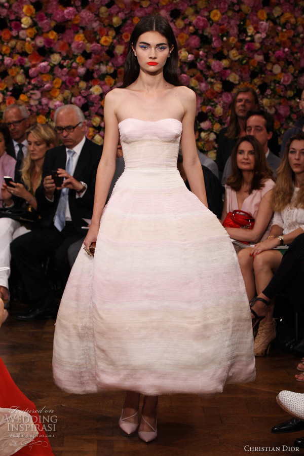 christian dior fall 2012 couture strapless degrade pink dress