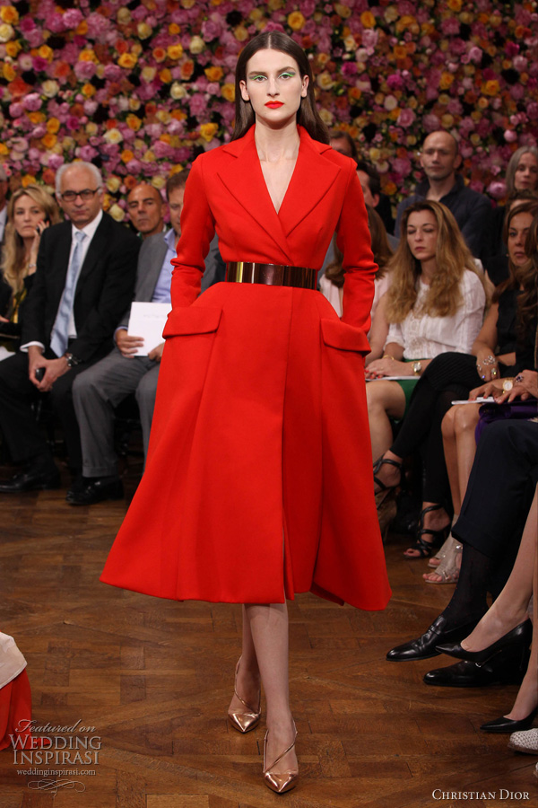 dior fall 2012 couture red coat dress