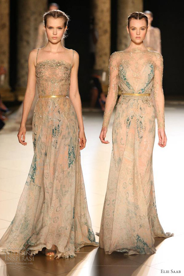 elie saab couture fall 2012 beige gold dresses