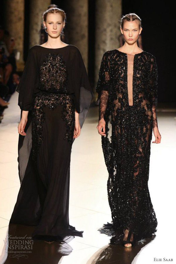 elie saab fall 2012 2013 couture black kaftan sheer lace caftan