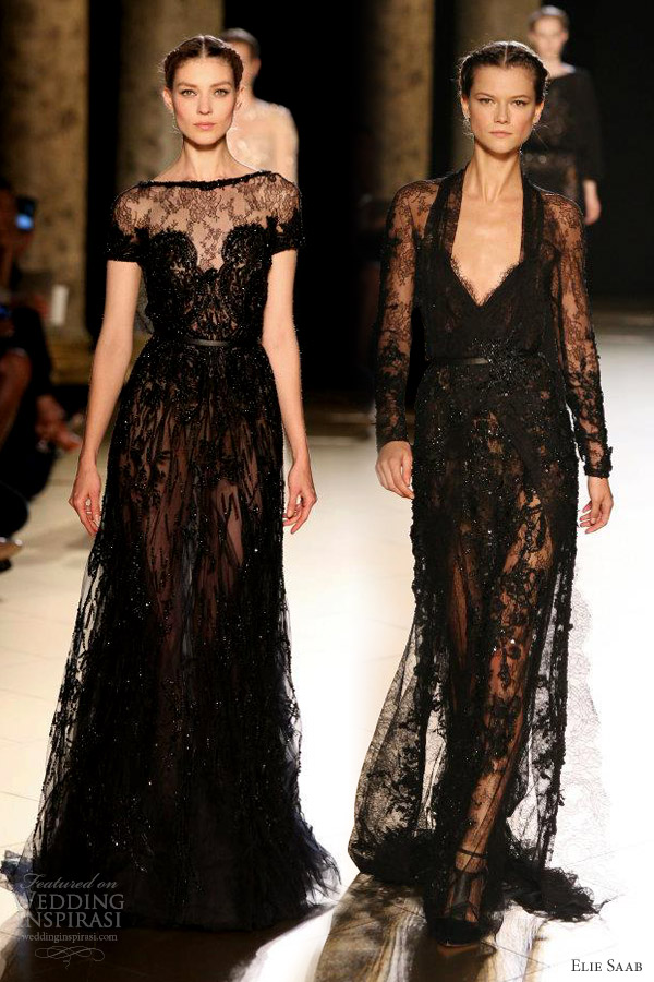 elie saab fall 2012 couture black lace dresses