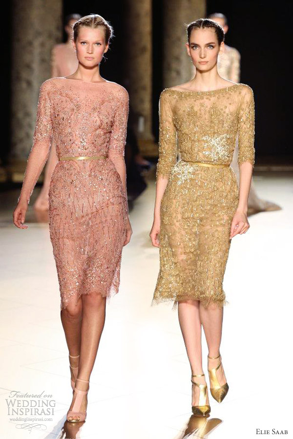elie saab fall 2012 couture short beaded dresses sleeves