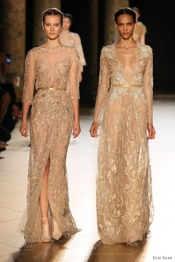 elie saab fall winter 2012 2013 couture gold long sleeve dresses