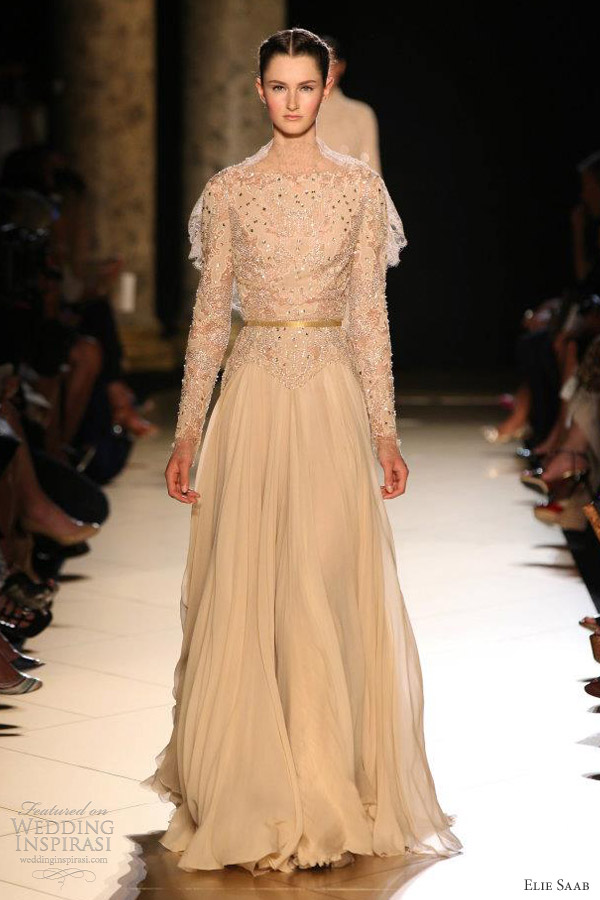 elie saab fall winter 2012 2013 couture long sleeve gown