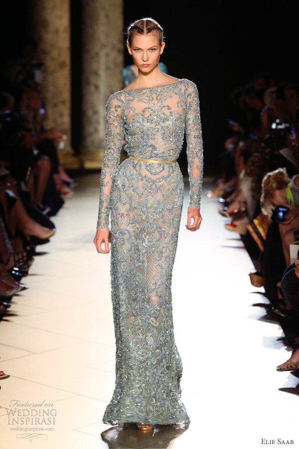 elie saab fall winter 2012 2013 couture long sleeve sheath gown