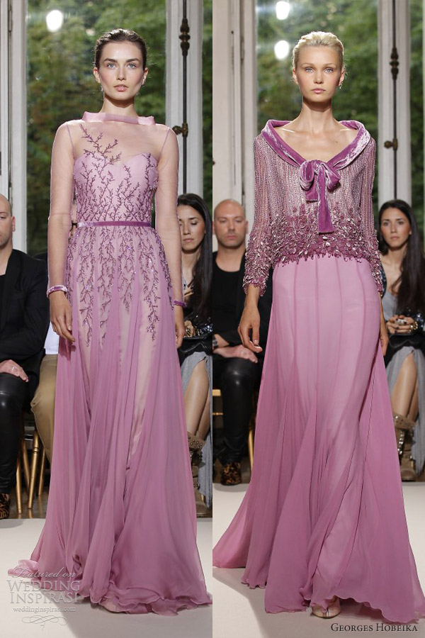 georges hobeika fall 2012 couture purple lilac lavender gowns long sleeves