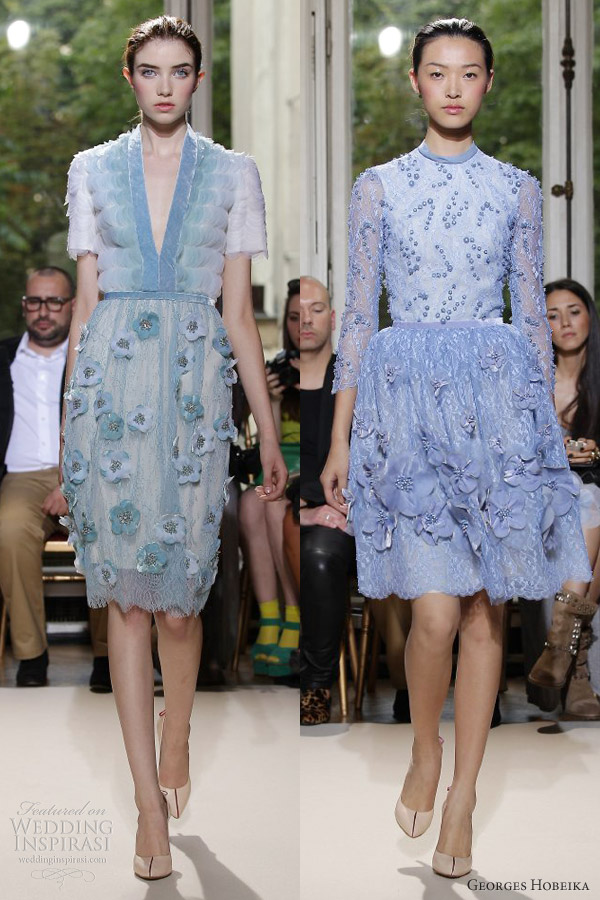 georges hobeika fall 2012 couture short pastel blue green dresses