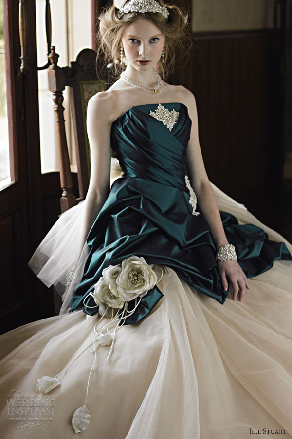 jill stuart wedding dresses 2012 emerald green strapless ball gown