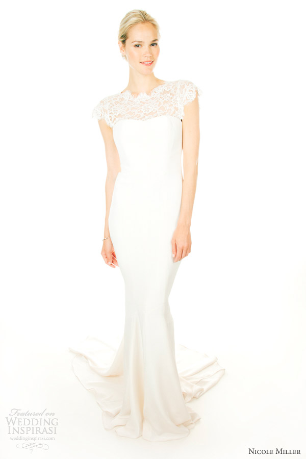 nicole miller bridal fall 2012 wedding dress lace cap sleeves