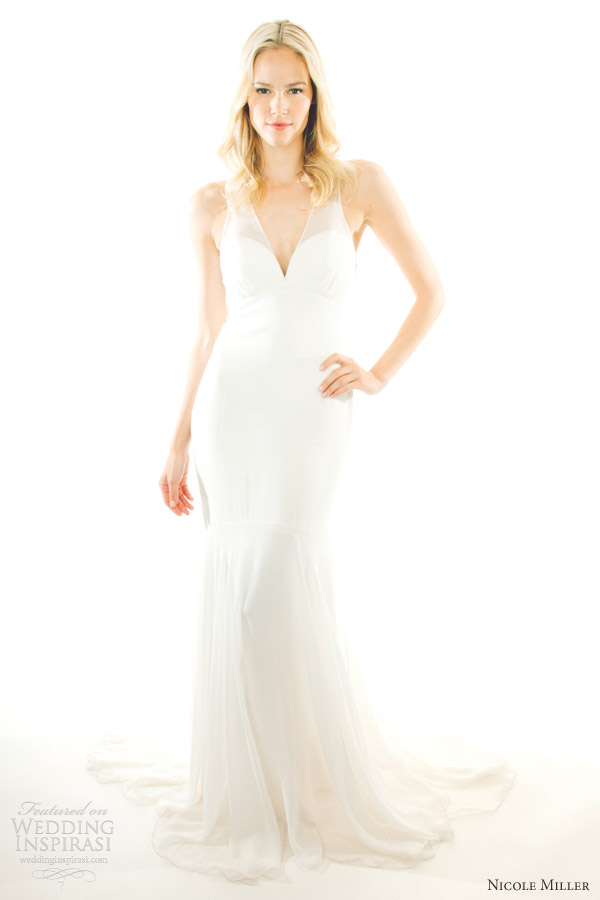 nicole miller fall 2012 bridal sleeveless wedding dress illusion straps