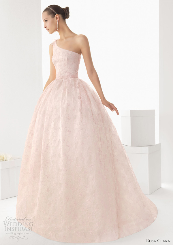 rosa clara 2013 birmania pink wedding dress one shoulder ballgown