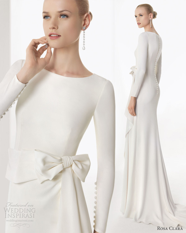 rosa clara 2013 borgonya long sleeve sheath wedding dress