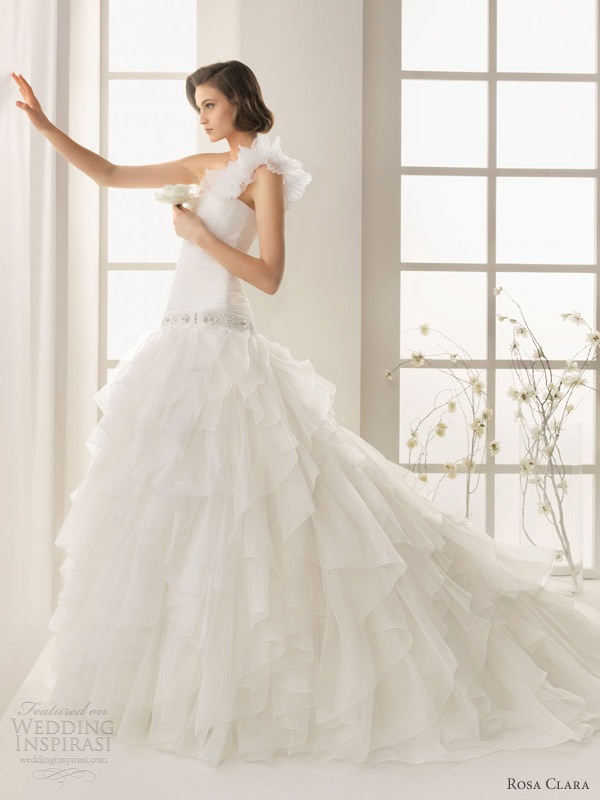 rosa clara two wedding dresses 2013 dominic one shoulder ruffle gown