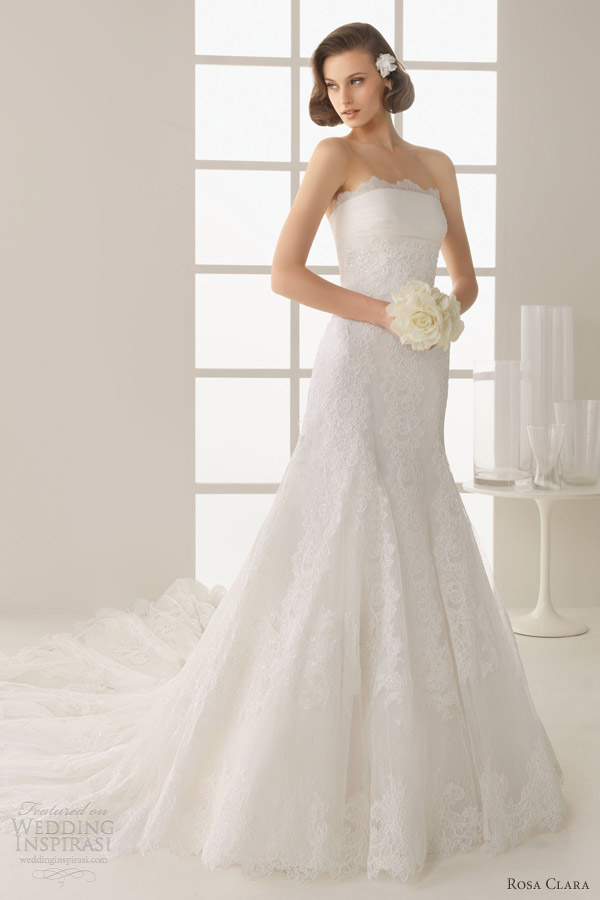 rosa clara wedding dresses 2013 two damasco strapless lace gown train