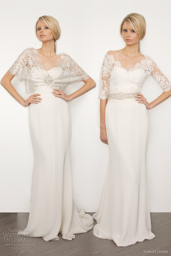 sarah janks bridal 2013 bella wedding dresses lace shrug top