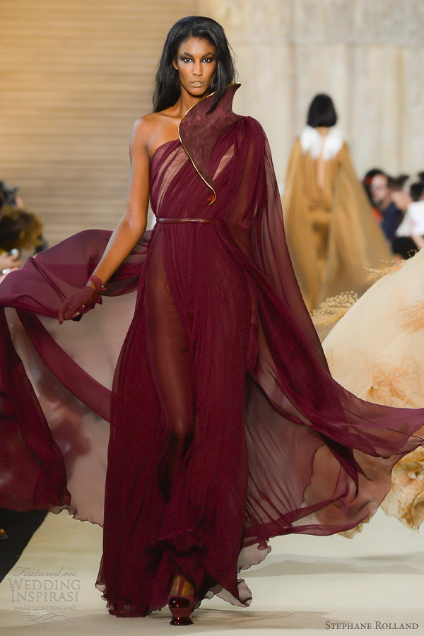 stephane rolland fall 2012 couture burgundy chiffon gown