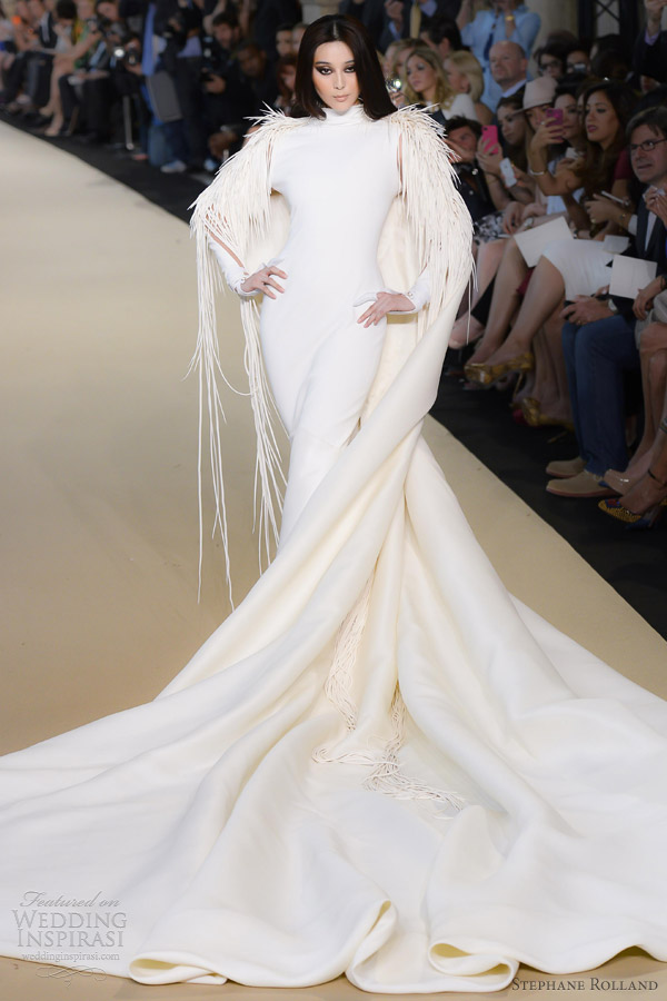 stephane rolland fall 2012 couture wedding dress with cape train