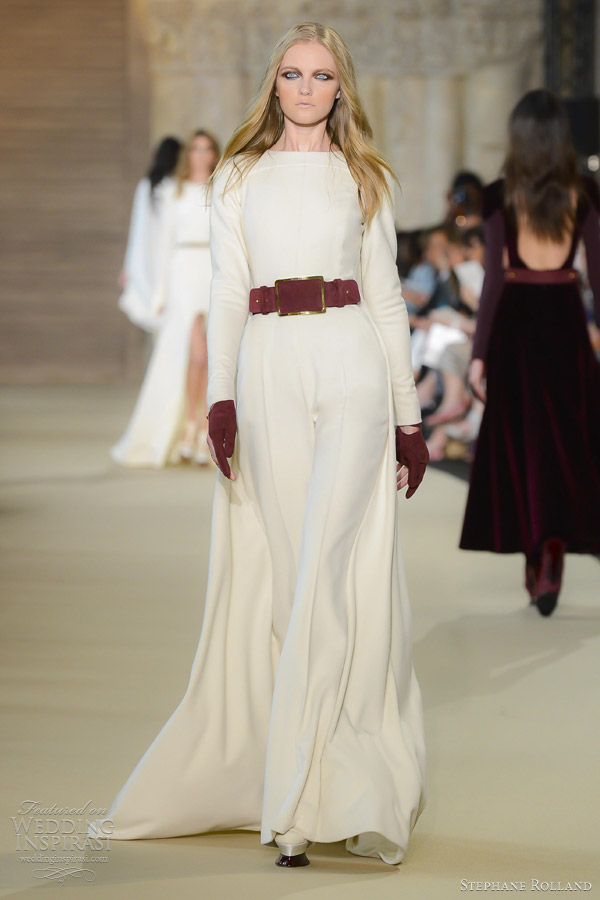 stephane rolland fall 2012 couture white double cashmere jumpsuit with matching cape