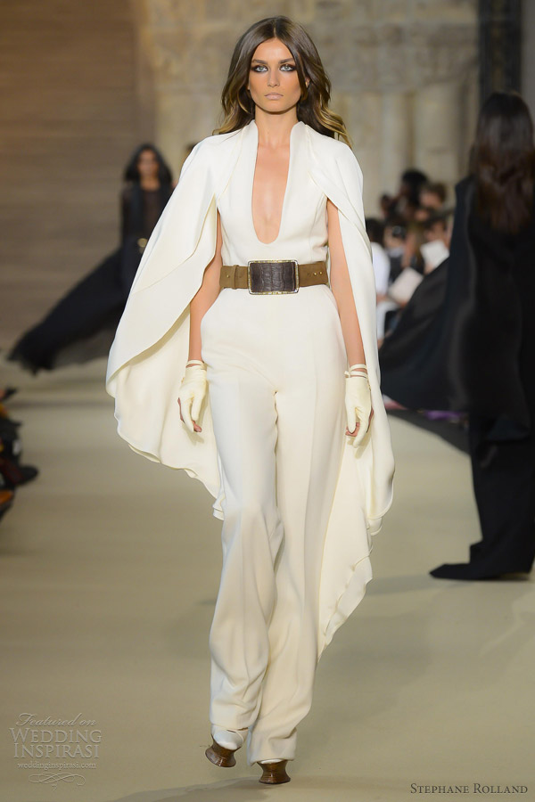 stephane rolland fall 2012 couture white wool jersey and silk crepe jumpsuit