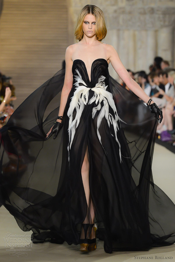 stephane rolland fall winter 2012 2013 couture strapless black gauze dress