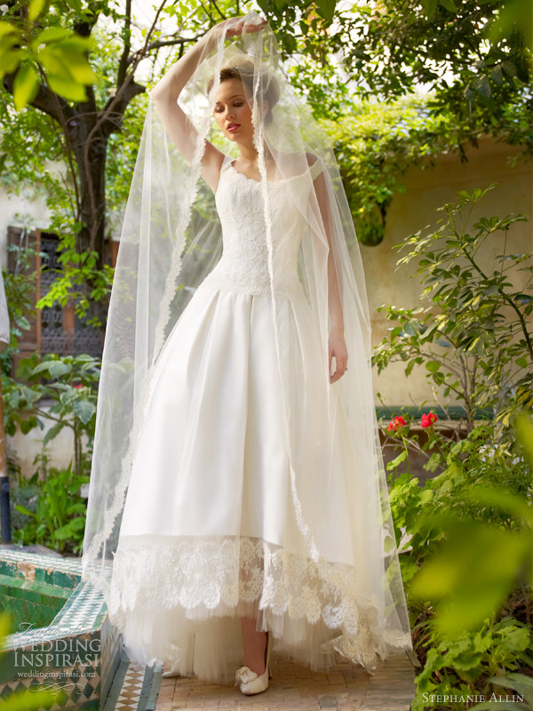 stephanie allin 2013 dani wedding dress high low hemline