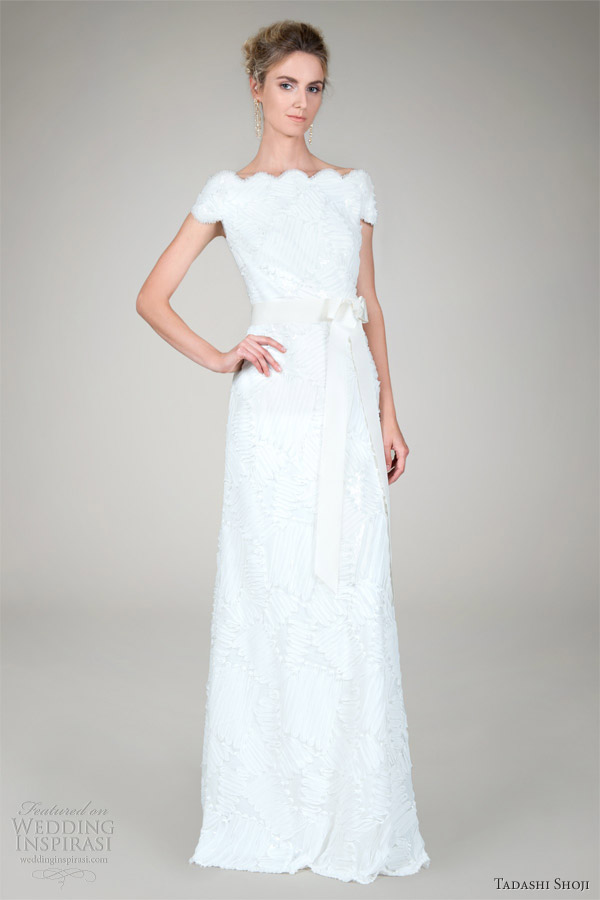 tadashi shoji bridal fall 2012 embroidered mini paillette wedding dress