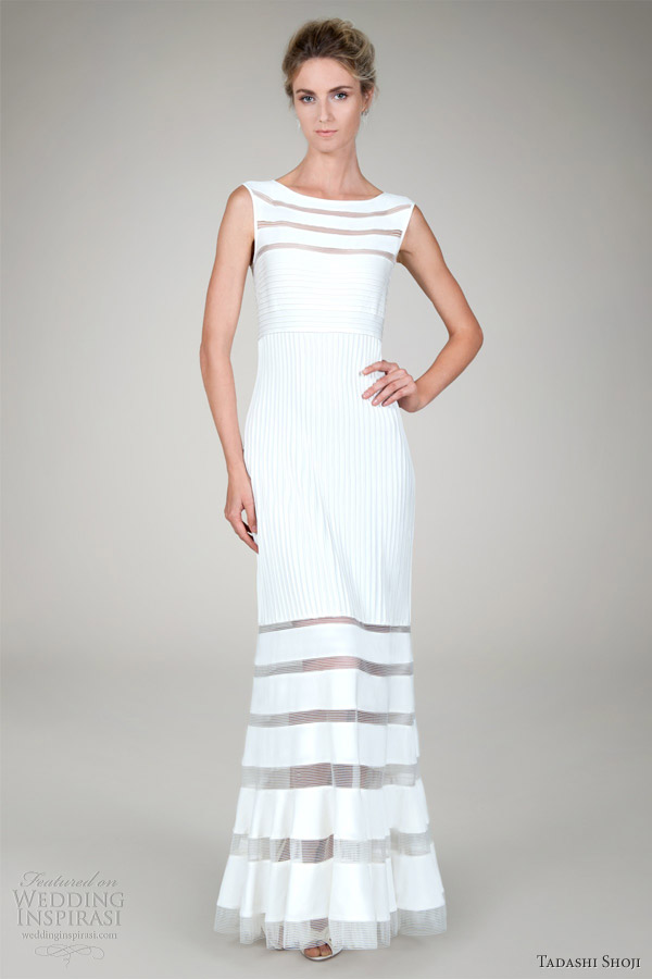 tadashi shoji bridal fall 2012 pintuck jersey wedding dress ivory