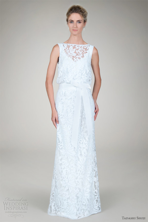 tadashi shoji fall 2012 bridal embroidered lace blouson wedding dress