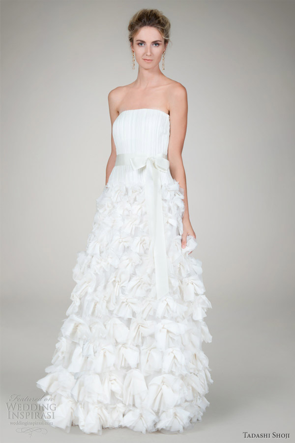 tadashi shoji fall 2012 bridal hand cut flower strapless gown