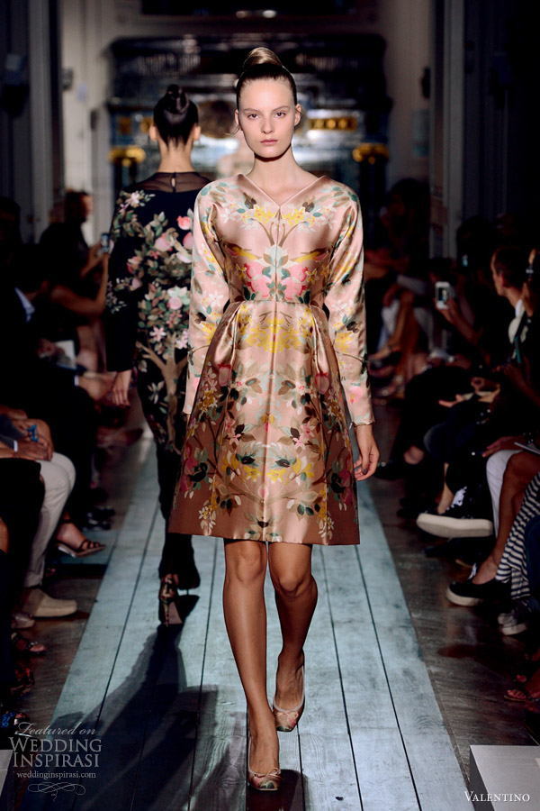 valentino fall 2012 2013 couture silk mikado pink short dress long sleeves