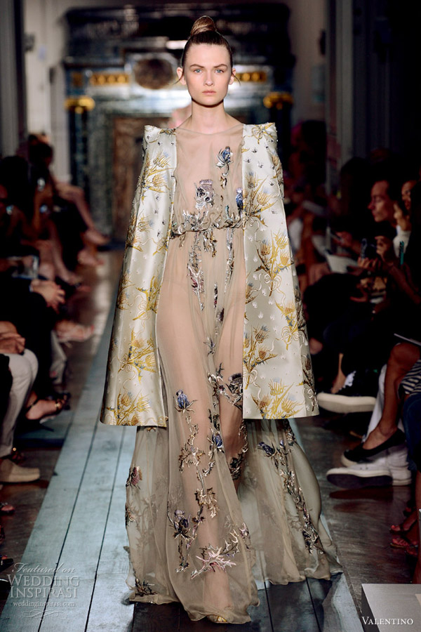 valentino fall 2012 couture nude floral print blouson dress jacket