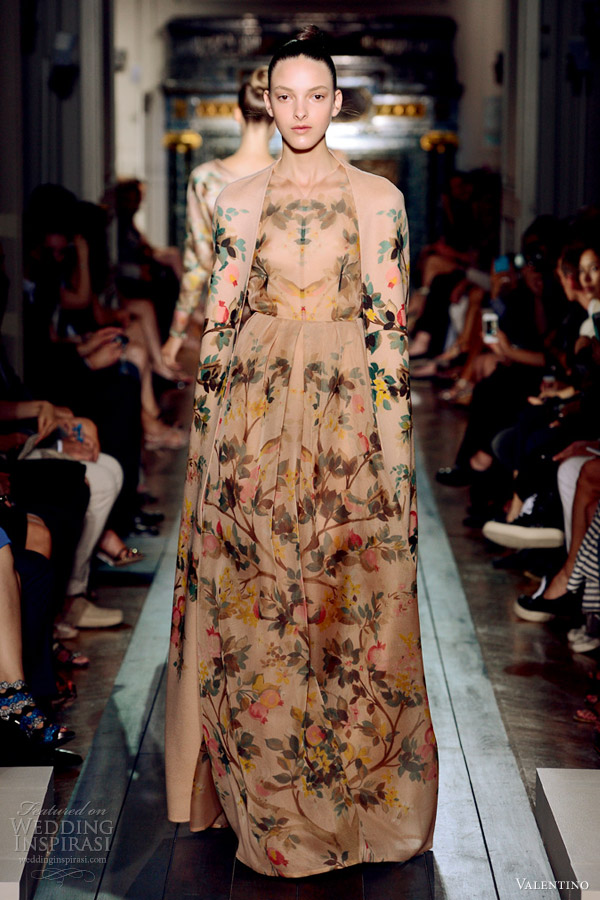 valentino fall 2012 couture nude floral print cape coat