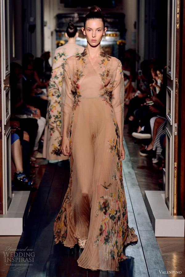 valentino fall 2012 couture nude print jumpsuit surplice neckline long sleeves