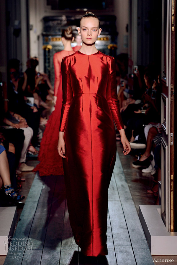 valentino fall 2012 couture red crimson silk gazar long sleeve dress valentino fall 2012 couture red crimson silk gazar long sleeve dress