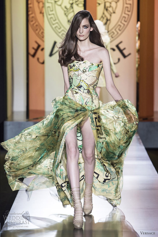 versace fall 2012 couture strapless print gown