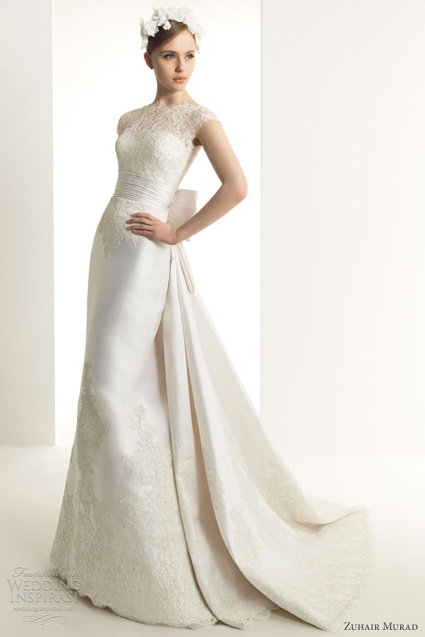 zuhair murad 2013 bridal karina lace wedding dress cap sleeves gown