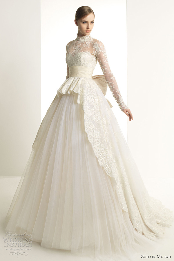 zuhair murad 2013 bridal katrina wedding dress long sleeves lace ball gown