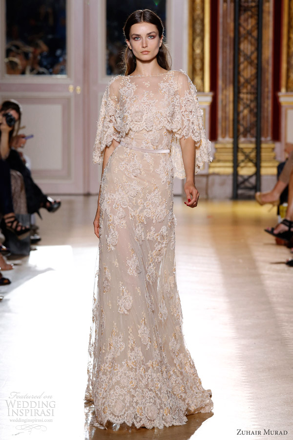zuhair murad fall 2012 couture lace cape dress