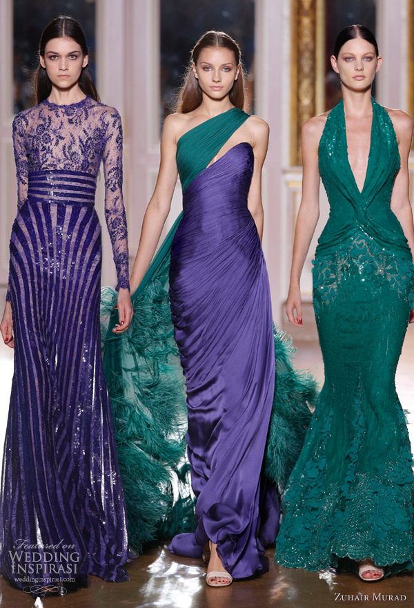 zuhair murad fall winter 2012 2013 couture collection blue green dresses