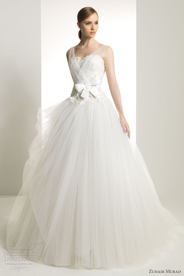 zuhair murad wedding dresses 2013 bridal karen sleeveless ball gown tulle illusion straps