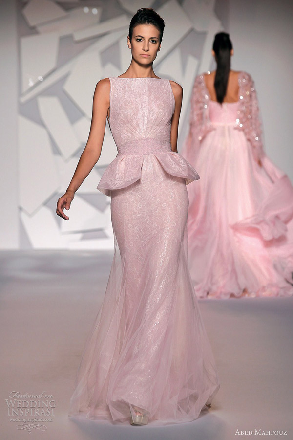 abed mahfouz fall 2012 couture sleeveless pink peplum gown