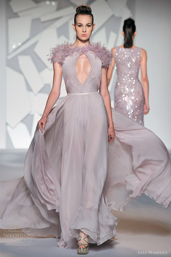 abed mahfouz fall 2012 couture sleeveless powder pale lilac lavender cutout gown