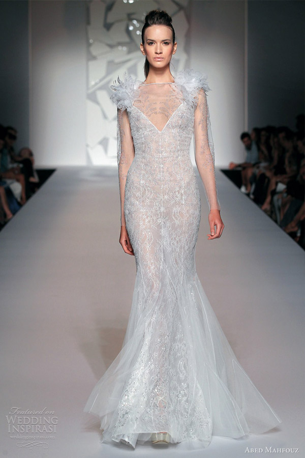 abed mahfouz fall 2012 couture wedding dress illusion long sleeves