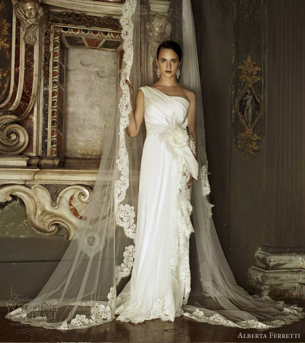 alberta ferretti wedding dresses 2013 piuma grecian drape one shoulder column gown