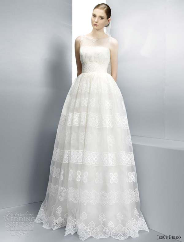 jesus peiro 2013 wedding dresses sleeveless illusion lace ball gown